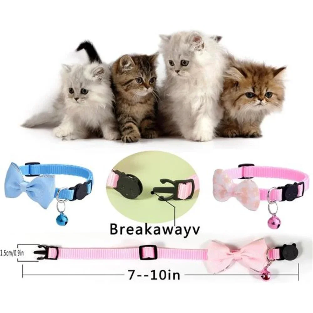 16 PCS Cute Cat Collar with Bells Kitten Collars for Girls Pink Cat Collar